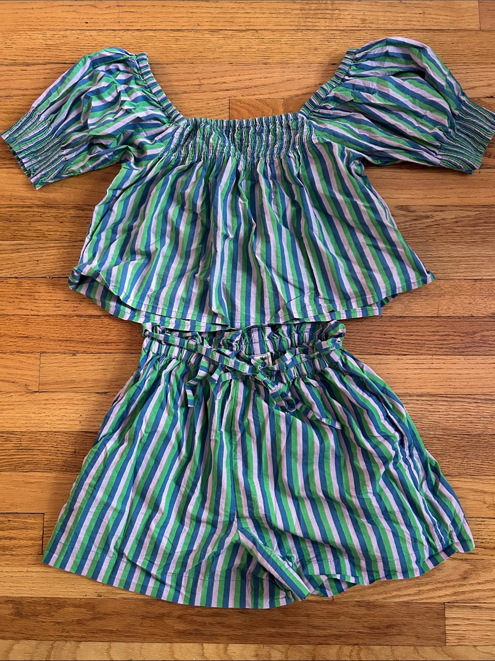 Millie Resort Striped Green, Blue & Lavender Matching Set